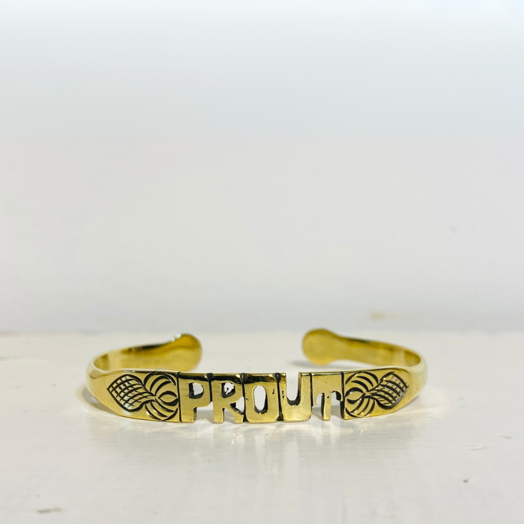 BRACELET KID EN LAITON GRAVÉ - "PROUT"