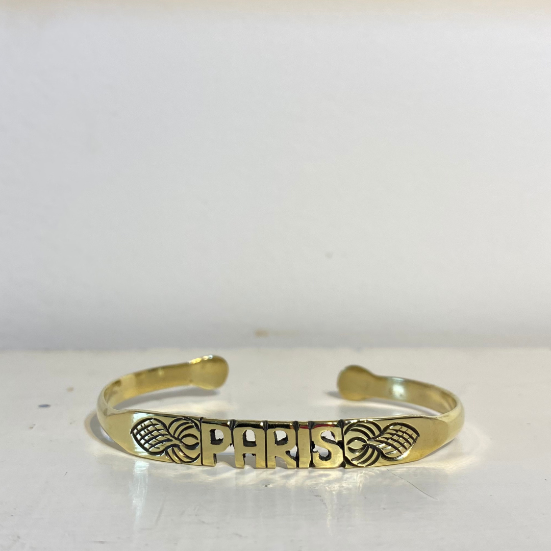 BRACELET EN LAITON GRAVÉ - "VILLE ou PAYS ou QUARTIER"