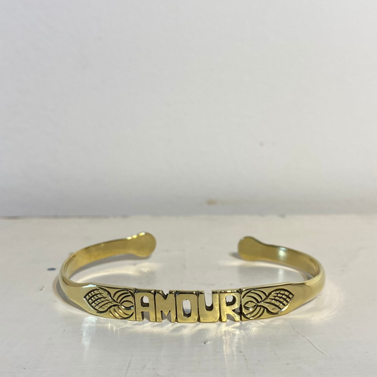 BRACELET ADULTE EN LAITON GRAVÉ - "AMOUR"