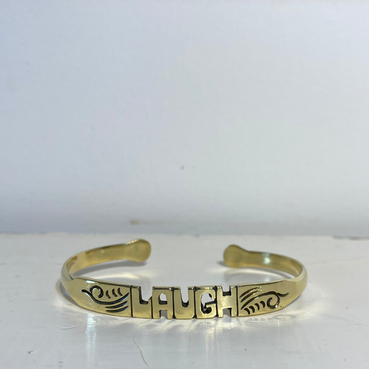 BRACELET ADULTE EN LAITON GRAVÉ - "LAUGH"