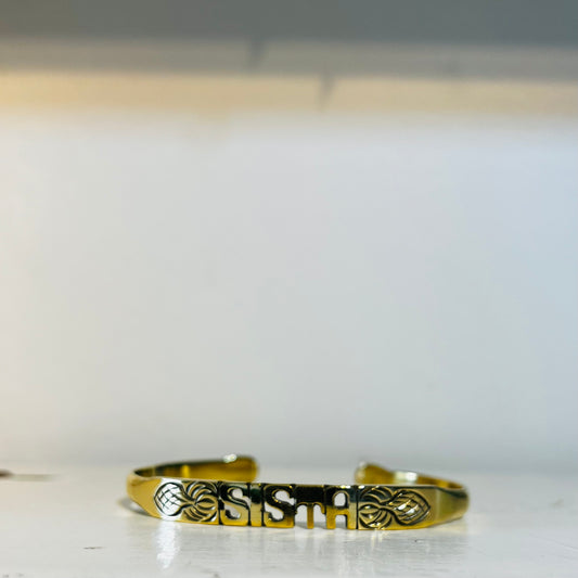 BRACELET EN LAITON GRAVÉ - "SISTA "